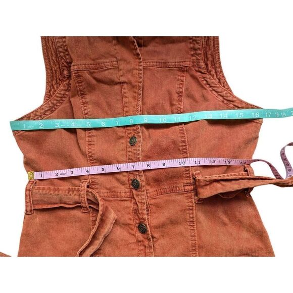 Anthropologie Pilcro terracotta button front denim mini dress US 0 - Picture 8 of 8